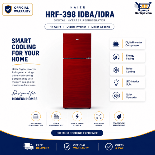 Haier (HRF 398 IDBA/IDRA) INV DIGITAL Refrigerator | 14 Cuft