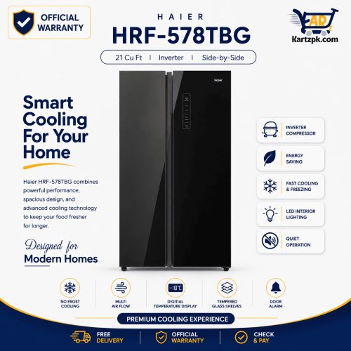 Haier (HRF-578TBG) INV Side-BY-Side Refrigerator | 21 Cuft