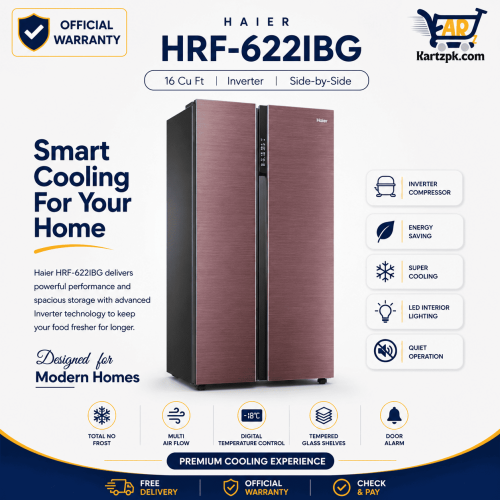 Haier (HRF-622IBG) INV Side-by-Side Refrigerator | 16 Cu Ft
