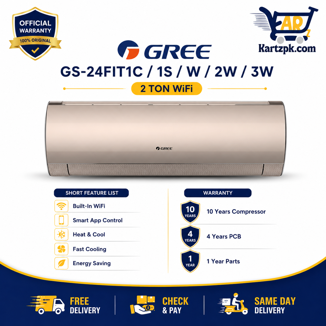 Gree 2 Ton Inverter AC Wifi GS 24FIT1C/1S/W/2W/3W