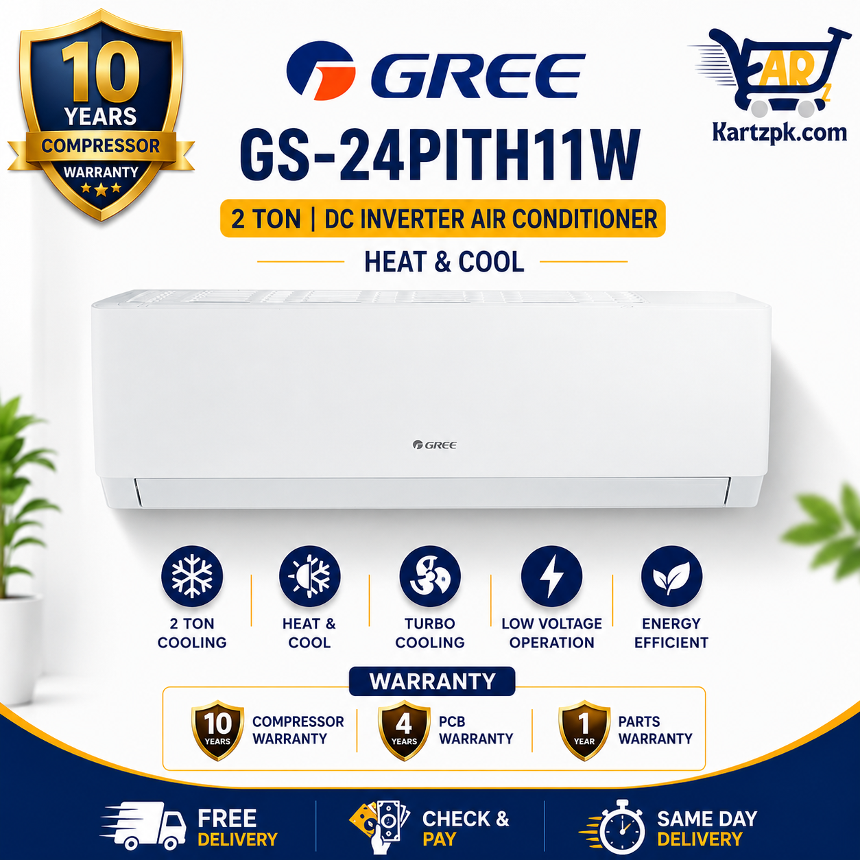 Gree 2 Ton Inverter AC Heat & Cool GS 24PITH11W