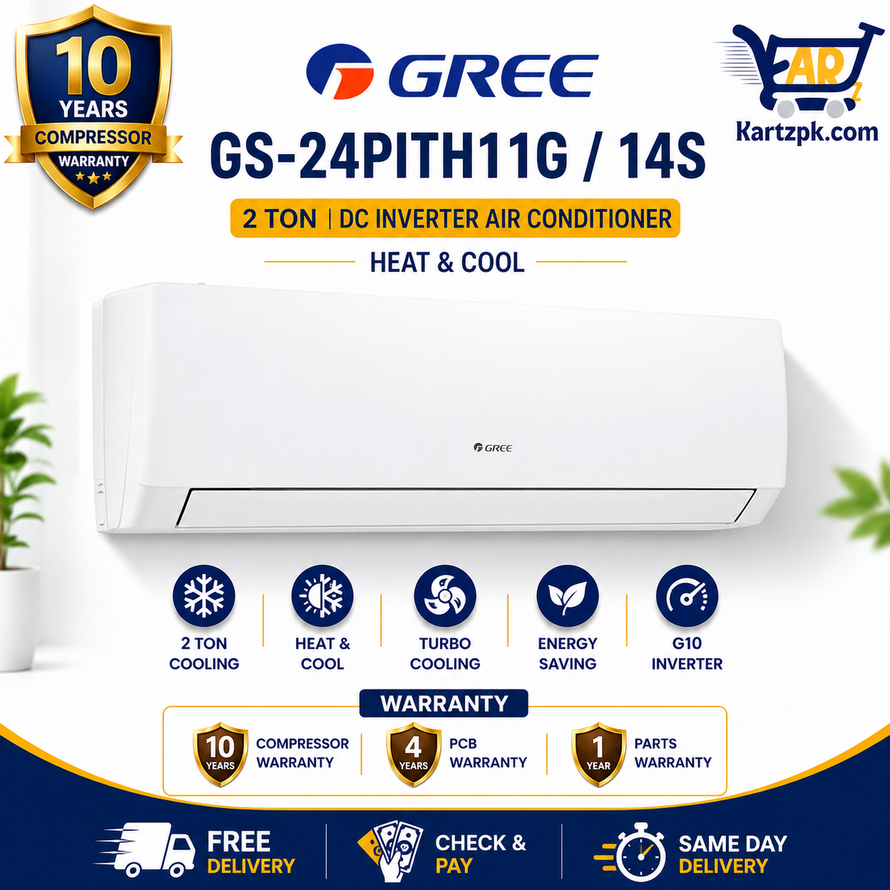 Gree 2 Ton Inverter AC GS 24PITH11G/14S