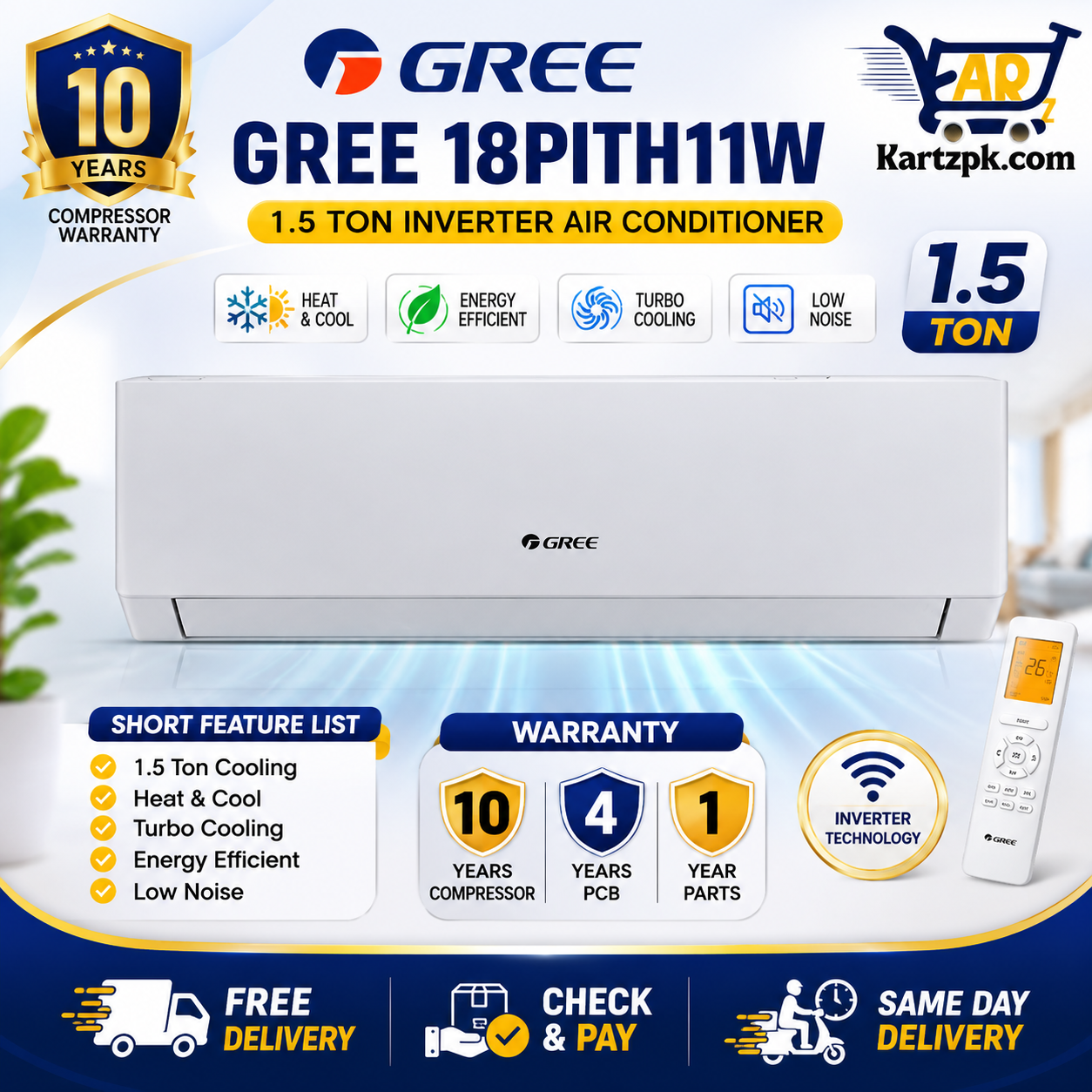 Gree 18PITH11W 1.5 Ton Inverter AC