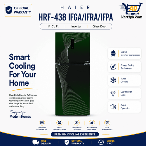 Haier (HRF-438) IFGA/IFRA/IFPA Digital Inverter Refrigerator | 14 cuft