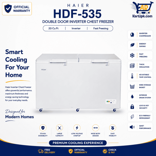Haier (HDF-535) Double Door Inverter Chest Freezer | 20 cuft