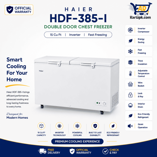 Haier (HDF-385-I) Double Door Chest Freezer | 15 Cuft