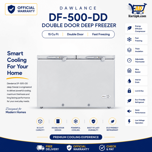 Dawlance (DF-500-DD) Double Door Deep Freezer | 15 CuFt