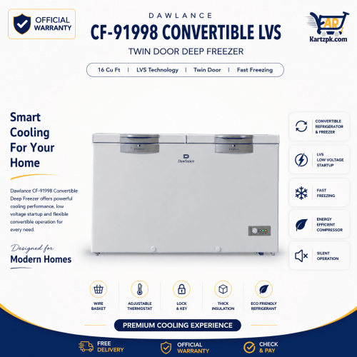 Dawlance (CF-91998) Convertible LVS Twin Door Deep Freezer 16 Cuft