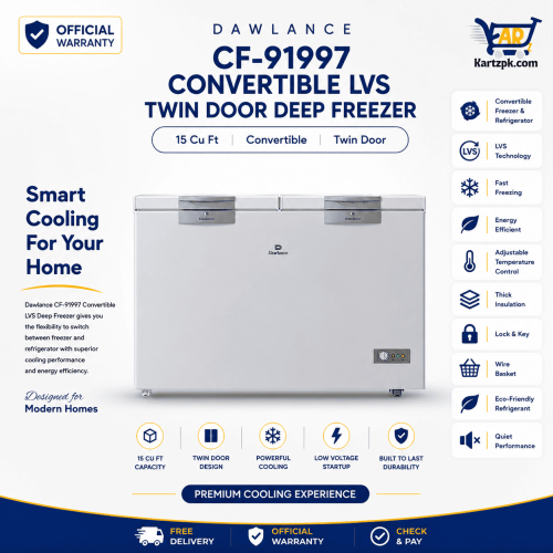Dawlance (CF-91997) Convertible LVS Twin Door Deep Freezer | 15 Cuft