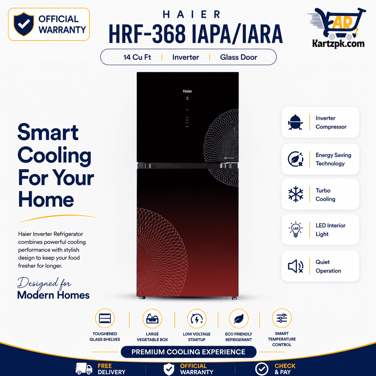 Haier (HRF-368 IAPA/IARA) Inverter Refrigerator | 14 Cuft