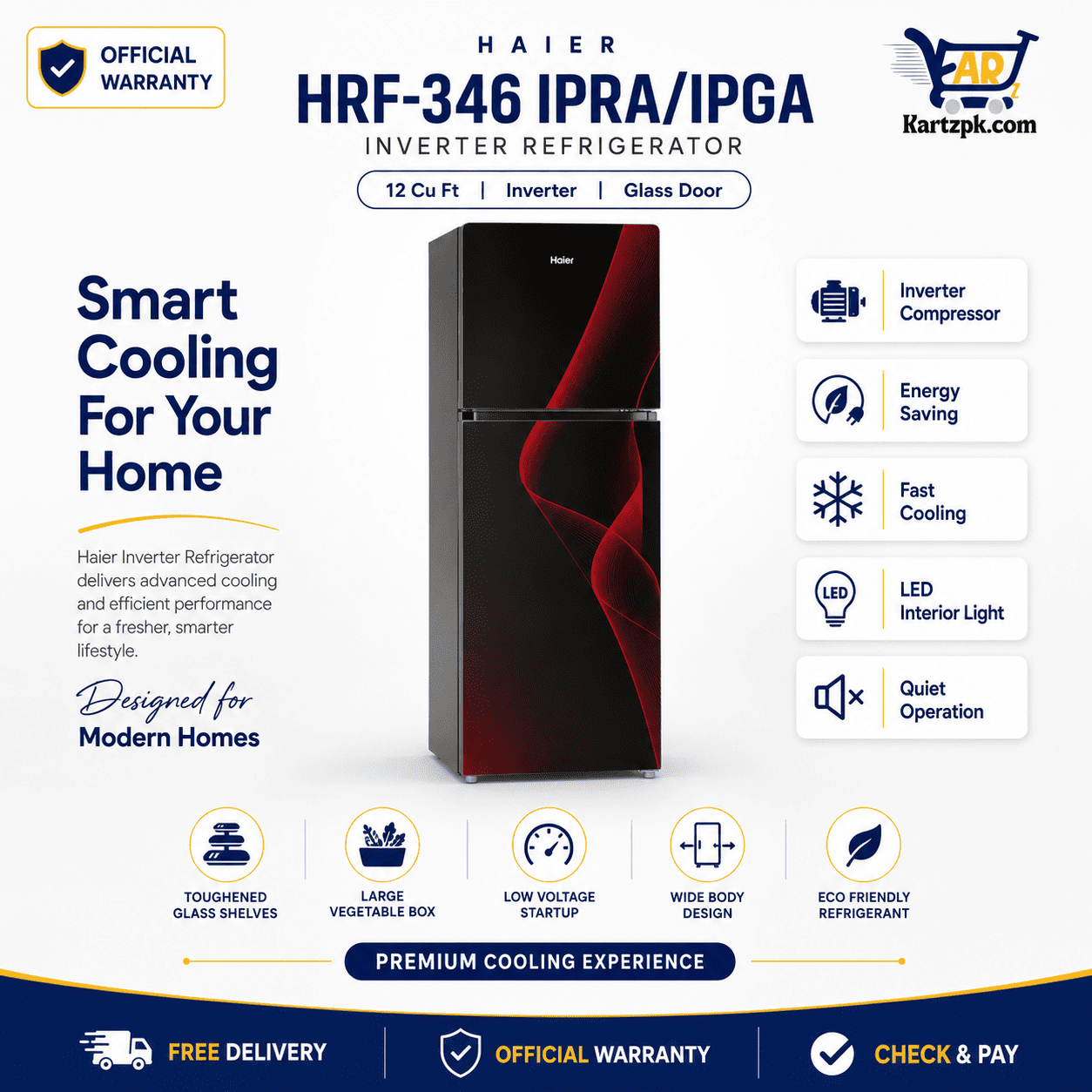 Haier (HRF-346 IPRA/IPGA) Inverter Refrigerator | 12 Cuft