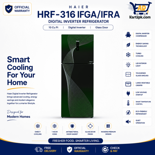 Haier (HRF-316 IFGA/IFRA) Digital Inverter Refrigerator | 10 Cuft