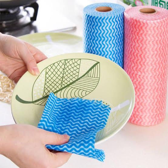 Reusable Tissue 1 Roll x 50 Tissues - All-Purpose Disposable Reusable Kitchen Wipes Cleaning Cloths Mighty Cloths - 50 wipes per roll