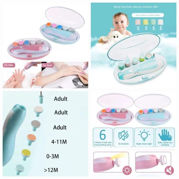 6 in 1 Baby Nail Trimmer Portable Electric Baby Manicure Pedicure Nail Clippers Infant Newborn Baby Nail Cutter with LED Light