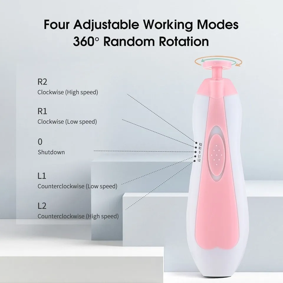 6 in 1 Baby Nail Trimmer Portable Electric Baby Manicure Pedicure Nail Clippers Infant Newborn Baby Nail Cutter with LED Light