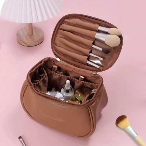 Portable PU Leather Makeup Bag & Organizer With Large Capacity