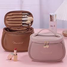Portable PU Leather Makeup Bag & Organizer With Large Capacity