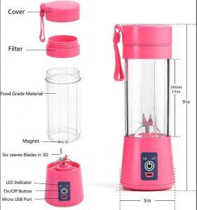 Juicer Blender 6 Blades 380ml - Portable Juicer Cup USB Chargeable