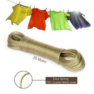 Heavy Duty Wet Cloth Laundry Rope PVC Coated Metal Cloth Drying 20 Meter Wire