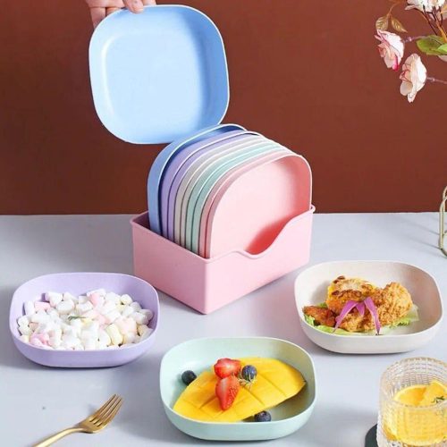 Modern Nordic Design 10-Piece Plastic Snack Plate Set with Stand