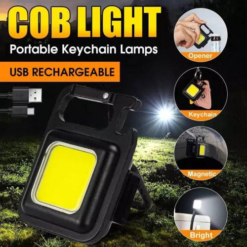 COB Rechargeable Mini LED Multifunction Keychain Flashlight