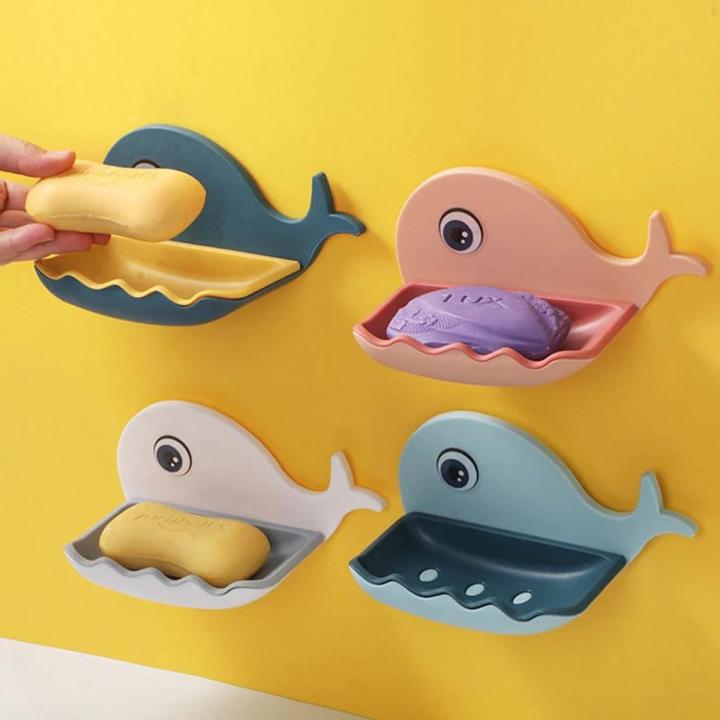 Self-Adhesive Wall Mounted Whale Shape Self Draining Soap Dish Holder