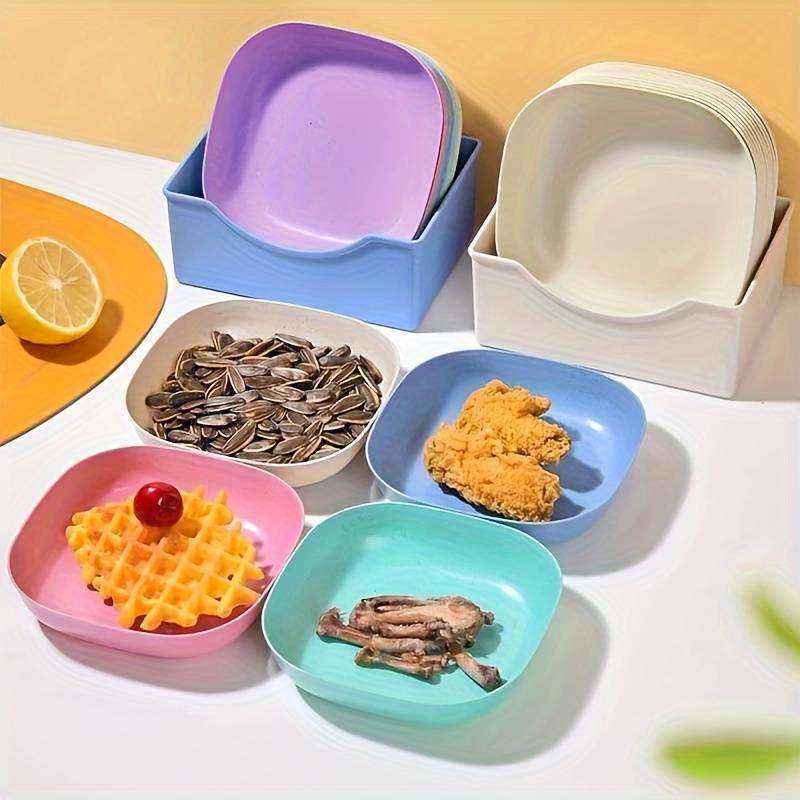 Modern Nordic Design 10-Piece Plastic Snack Plate Set with Stand