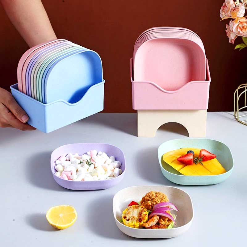 Modern Nordic Design 10-Piece Plastic Snack Plate Set with Stand