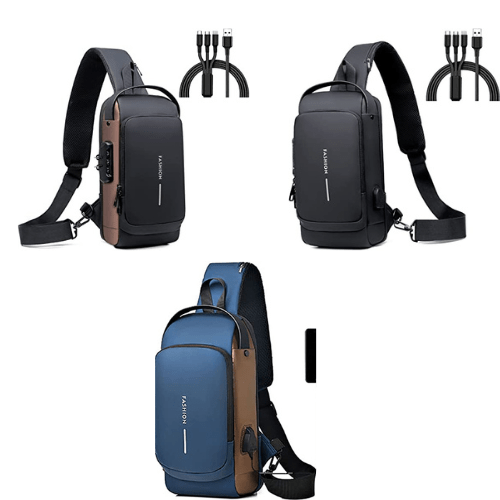 Fashion Sling Bag With Combination Lock, USB Charging Port, Water Proof, Anti Scratch Shoulder Bag, Crossbody Unisex Bag Chest Bag