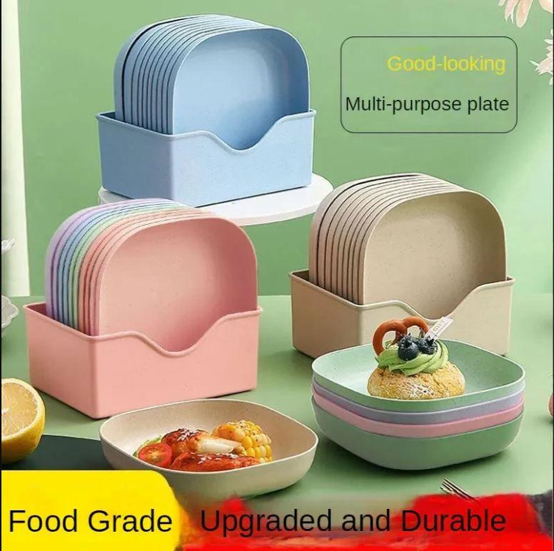 Modern Nordic Design 10-Piece Plastic Snack Plate Set with Stand