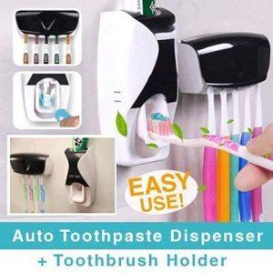 Automatic Toothpaste Dispenser And Tooth Brush Holder Set - Wall mounted