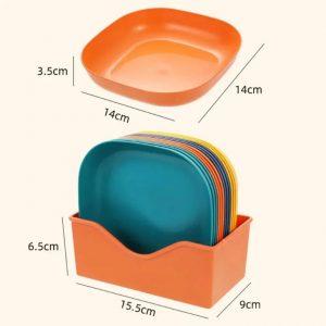 Modern Nordic Design 10-Piece Plastic Snack Plate Set with Stand