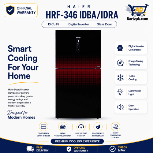 Haier (HRF-346 IDBA/IDRA) Digital Inverter Refrigerator | 13 Cuft