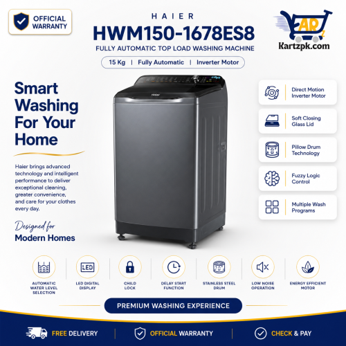Haier Top Load Fully Automatic Washing Machine (HWM150-1678ES8)