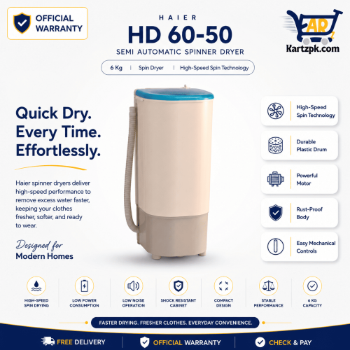 Haier Semi Automatic Spinner Dryer (HD 60-50) | 6 Kg