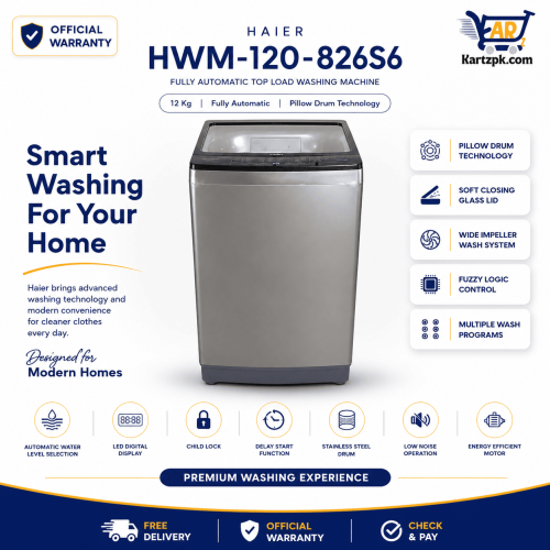 Haier Top Load Automatic Washing Machine (HWM-120-826S6) | 12 Kg