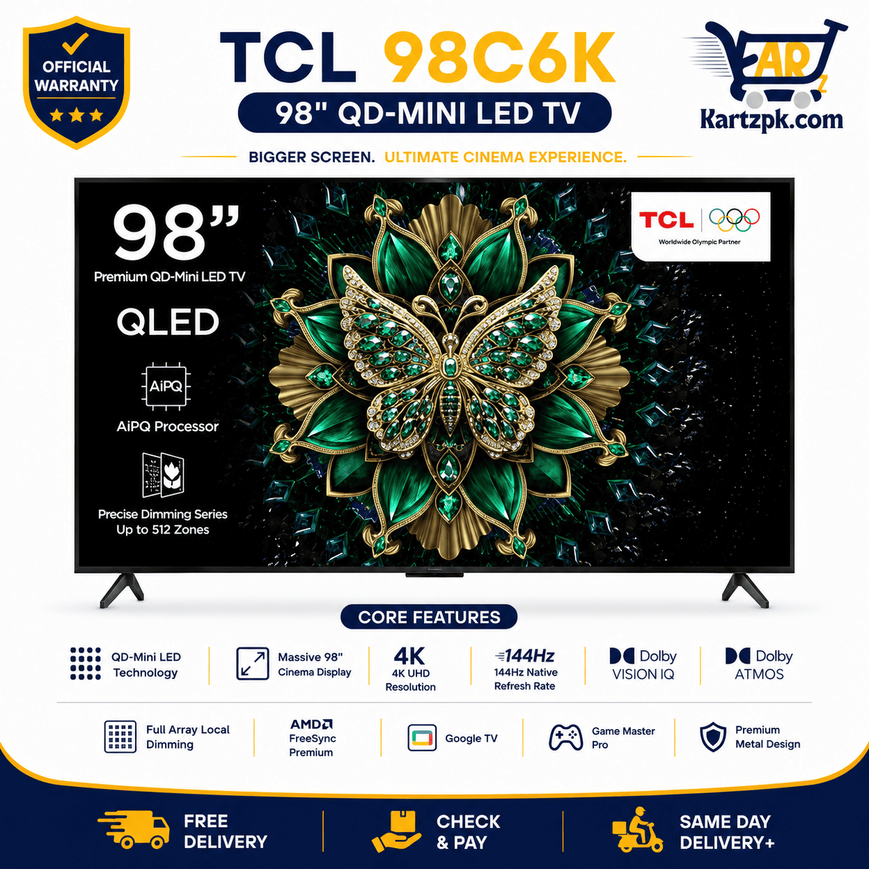 TCL 98C6k 98" Inches QD-Mini LED TV
