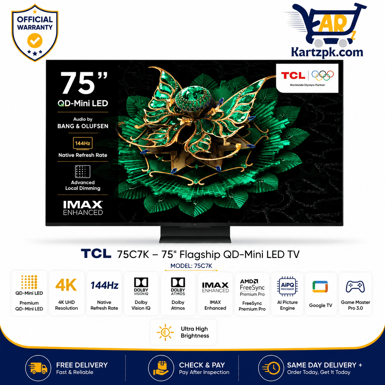 TCL 75C7K 75" Inches QD-Mini LED TV