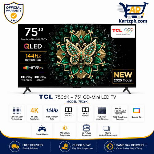 TCL 75C6K 75" Inches QD-MINI LED TV