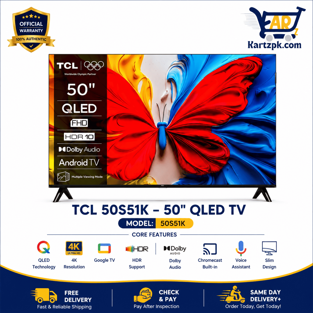 TCL 50S51k 50" Inches Qled TV