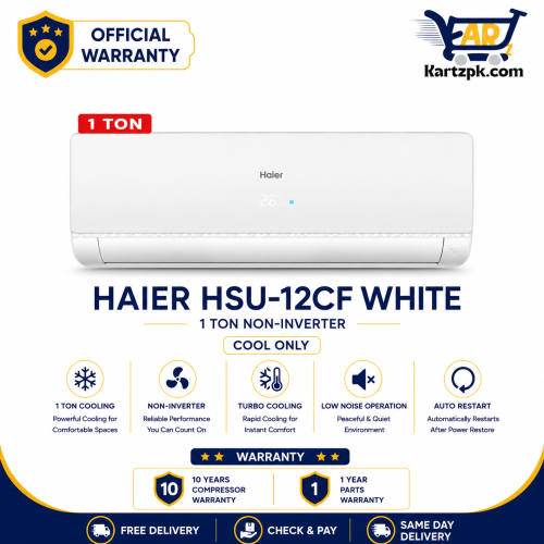 Haier 1 Ton Non Inverter HSU-12CF White AC
