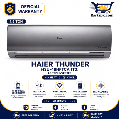 Haier 1.5 Ton Thunder Inverter AC (HSU-18HFTCA) (T3) (S) Air Conditioner