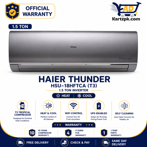 Haier 1.5 Ton Thunder Inverter AC (HSU-18HFTCA) (T3) (S) Air Conditioner