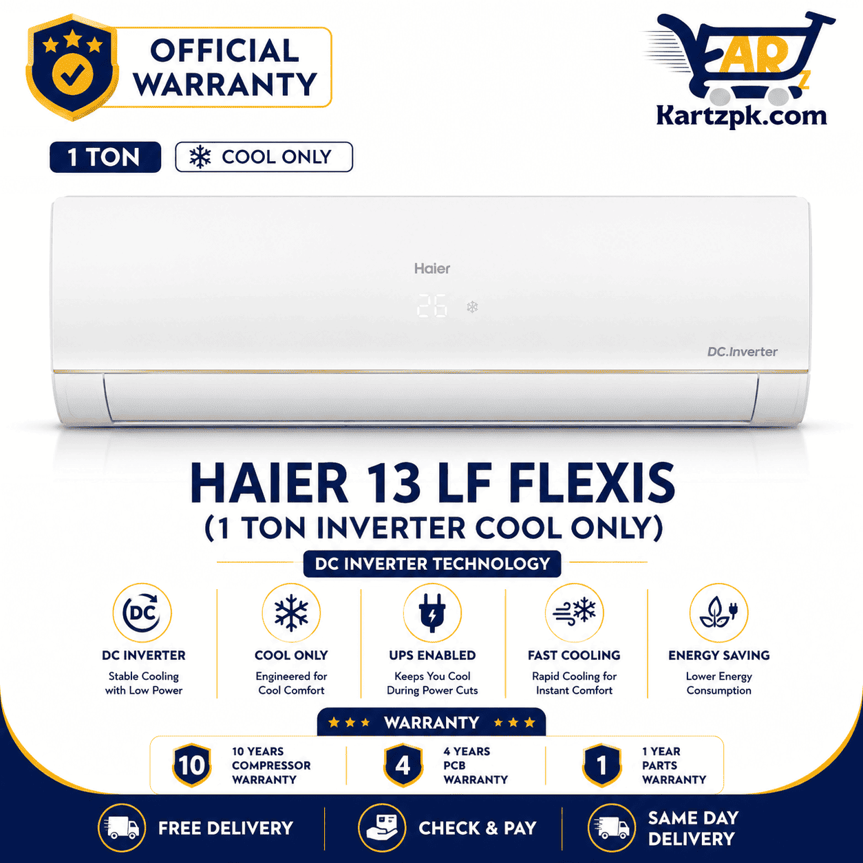 Haier 13 LF Flexis 1 Ton Inverter Cool Only Series AC