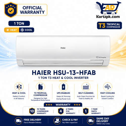 Haier HSU-13-HFAB 1 Ton T3 Heat & Cool Inverter AC