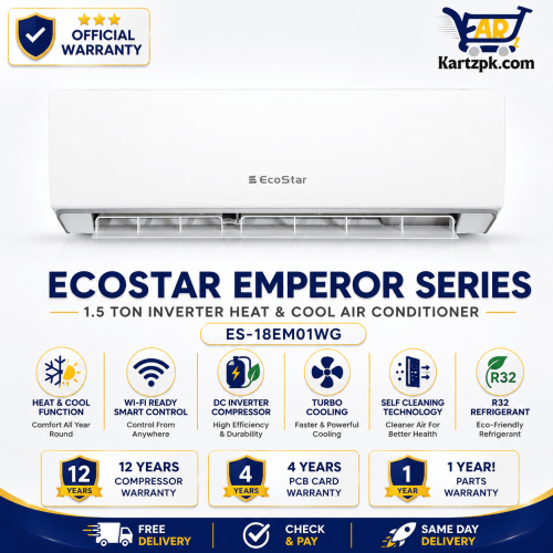 Ecostar ES-18EM01WG Emperor Series 1.5 Ton Inverter Heat & Cool Air Conditioner