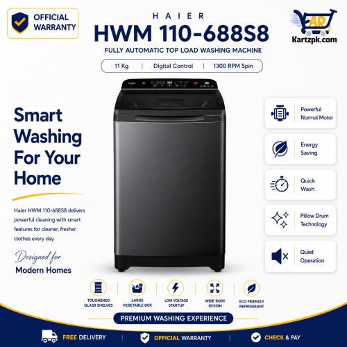Haier HWM 110-688S8 Fully Automatic Top-loading Washing Machine | 11Kg