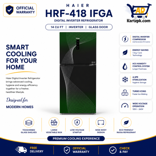 Haier HRF-418 IFGA/IFRA/IFPA Digital Inverter Refrigerator | 14 Cuft