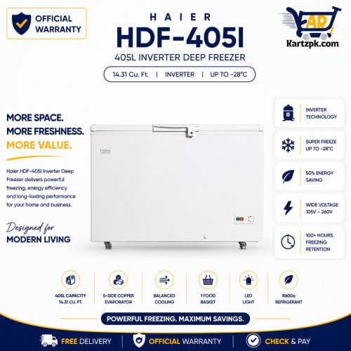 Haier HDF-405 Single Door Deep Freezer | 15 Cuft