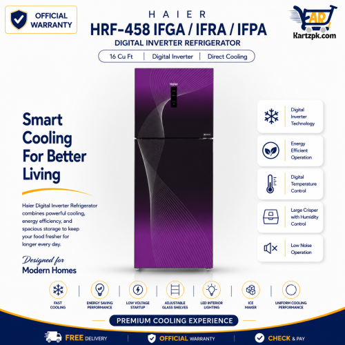 Haier HRF-458 IFGA/IFRA/IFPA Digital Inverter Refrigerator | 16 Cuft